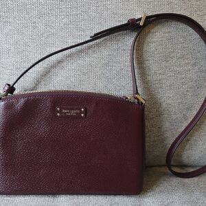 kate spade Pebbled Leather Crossbody Bag in Deep Bordeaux